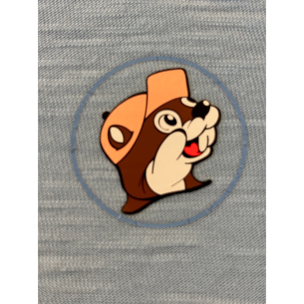 Buc-ees Womens Blue Lightweight Hoodie V-Neck Slub Knit Beaver Logo Size M - Picture 6 of 6